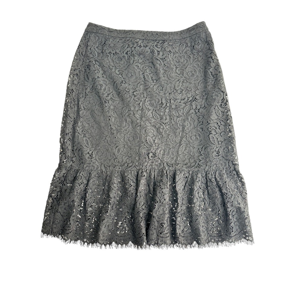 Banana Republic Midi Skirt Black‎ Floral Lace Goth Romantic Cottage Chic Size 0